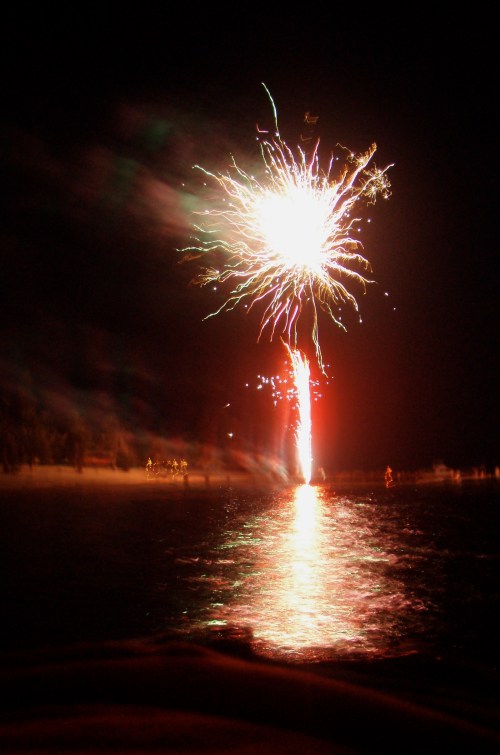 Blacktip Island shore batteries fire on attacking naval vessels.